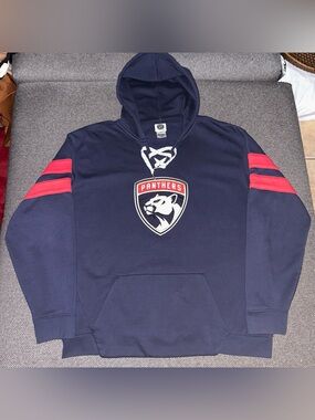 Florida Panthers NHL Embroidered Logo Navy Hockey Jersey Hoodie